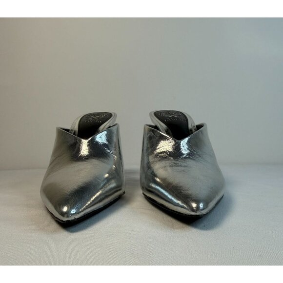 Vince Camuto Bridget Women's Size 5 Mule SIlver Leather High Heel Pointed Classy - Picture 5 of 11